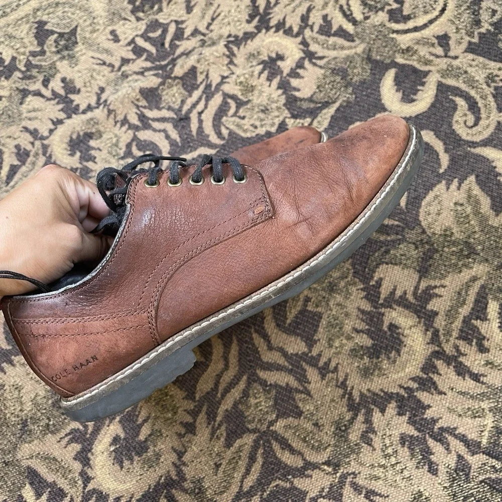 Cole Haan Nathan Plain Toe Men's Size 9 Oxford Casual Shoes Suede Leather C30634